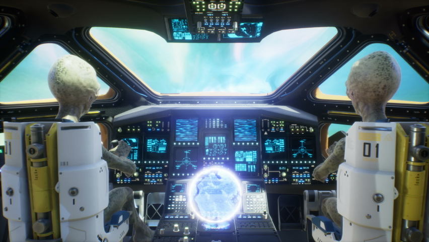 Aliens fly through a wormhole in an uncharted part of the universe in their sci-fi spaceship. The concept of travel in deep space. The looped animation is perfect for a space or sci-fi background.