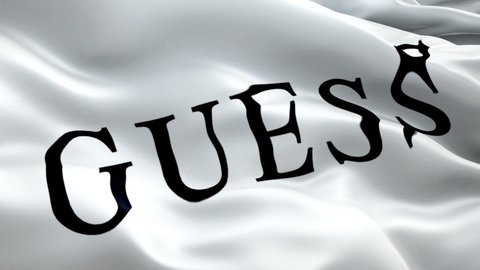 Animation of GUESS logo Video. GUESS logo on white background. 3d GUESS American clothing retailer company Slow Motion video. clothing industry background. GUESS 1080p Full HD video- New York, 4 July 2021
