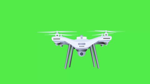 4k Realistic drone flying on green screen. Drone animation flying and spying. Spy drone animation video. 4K video with a spy camera. 4K quadcopter flying animation.