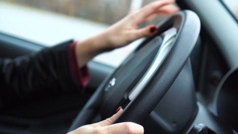 Woman Driving Auto Person Hand Holding Stock Footage Video (100% ...