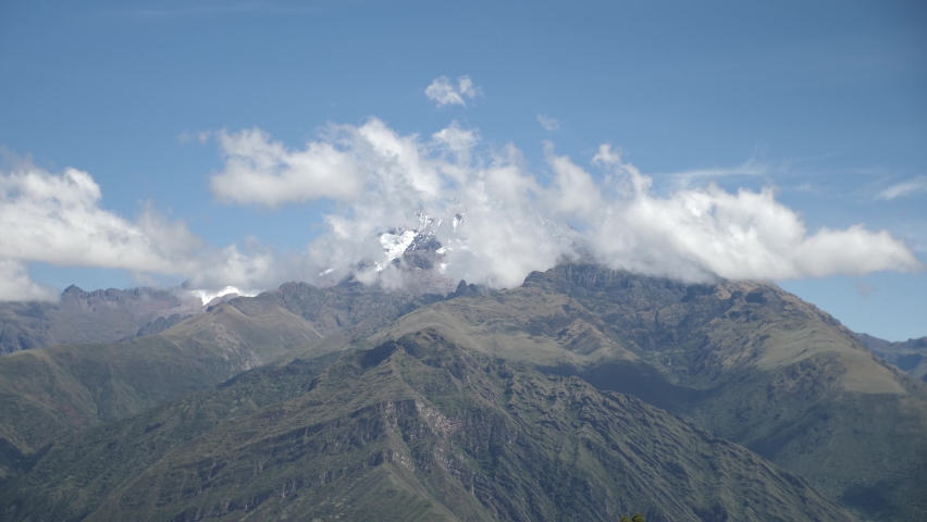 Peruvian Andean landscape. Peaks of Peruvian Andes not far from Cusco.