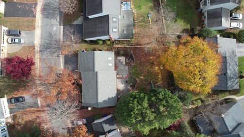 Germantown, Maryland, USA - November 2021: An aerial view of the community of Waters Landing, a neighborhood in the Washington, DC suburbs.