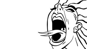 The image of a screaming woman. Snake language. Awful look. Halloween. Witch. Scary. Hand-drawn animation. 2D. Design element. Black and white style. Close-up. - Powered by Shutterstock - Get 15% off with code: PIKWIZARD15