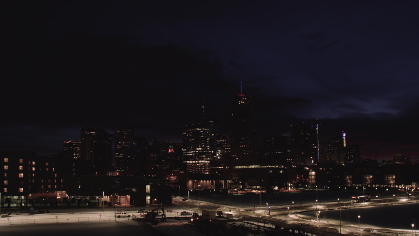 Fast Timelapse clouds over the Denver Skyline at Dawn