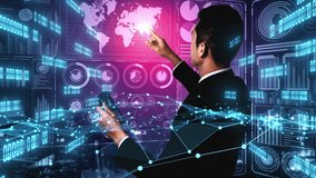 Big Data Technology for Business Finance Analytic conceptual. Modern graphic interface shows massive information of business sale report, profit chart and stock market analysis on screen monitor. - Powered by Shutterstock - Get 15% off with code: PIKWIZARD15