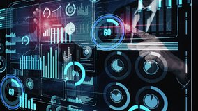 Big Data Technology for Business Finance Analytic conceptual. Modern graphic interface shows massive information of business sale report, profit chart and stock market analysis on screen monitor. - Powered by Shutterstock - Get 15% off with code: PIKWIZARD15