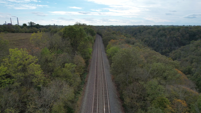 drone view over train bridge
