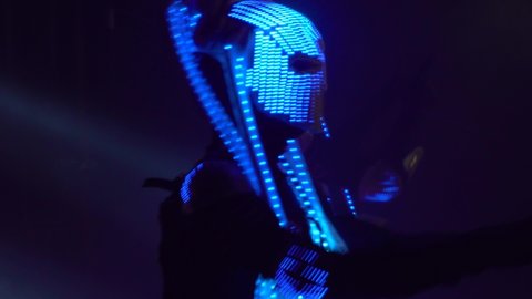 disco club dancing glowing aliens people in costumes light music