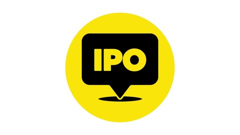 Black IPO - initial public offering or stock market launch icon isolated on white background. 4K Video motion graphic animation .