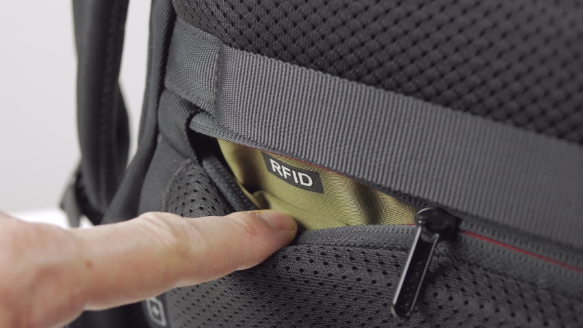 man's hand opening backpack pocket rfid Stock Footage Video (100% ...