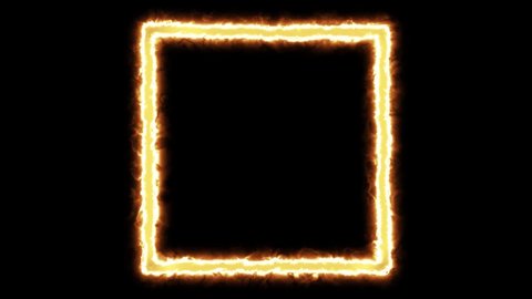 Square Fire effect Animation. Fire Flame Gradually Appearing in A Square Frame. Burning Squared shape Borders with Continues Fire line	
