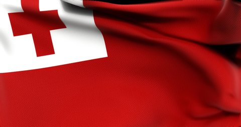 Flag of Tonga Waving 3D Animation Close up, 4K UHD 60 FPS 