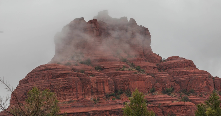 A time-lapse at Bell Rock - a natural rock formation in Sedona, Arizona. The rock is known as an "energy vortex".