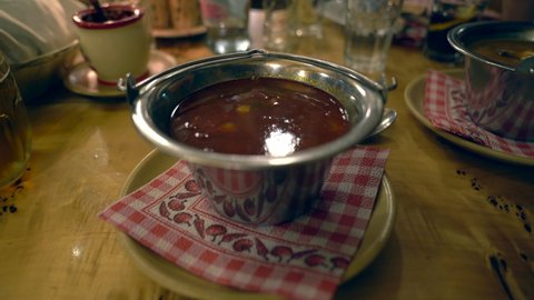 Hungarian food Goulash traditional meat soup