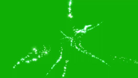 Shining glitter particle streaks motion graphics with green screen background
