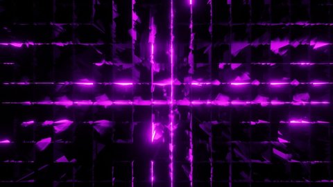 Glowing spark neon purple background kaleidoscope. Abstract Vj Flickering seamless VJ neon HD.
