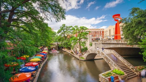 San Antonio, Texas, USA cityscape at the Riverwalk in the daytime. 