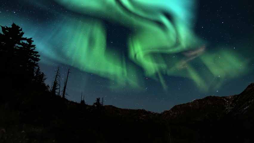 Northern Lights Green Loop Winter Mountain Canyon | Shutterstock HD Video #1082772079