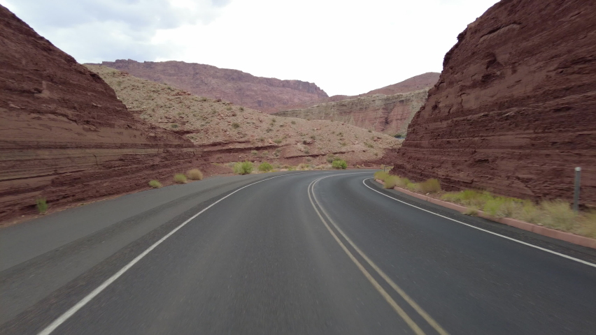 Driving Plate Grand Canyon East Rim Marble Canyon Southbound Multicam, Rear View Colorado River Arizona Southwest USA | Shutterstock HD Video #1082775691