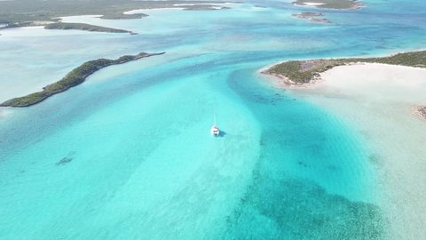 Bahamas. Sailing Catamaran. View from above. No filters.