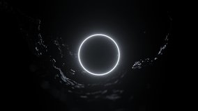 3D render animation of glowing round frame in dark space. Circles neon blue light. Abstract sci fi geometric background. Round portal. Futuristic concept. Glowing in corridor with clif above.  - Powered by Shutterstock - Get 15% off with code: PIKWIZARD15