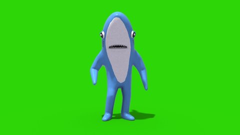 Mr Shark Baby Shark Green Screen Dance Loop Kids 3D Rendering Animation