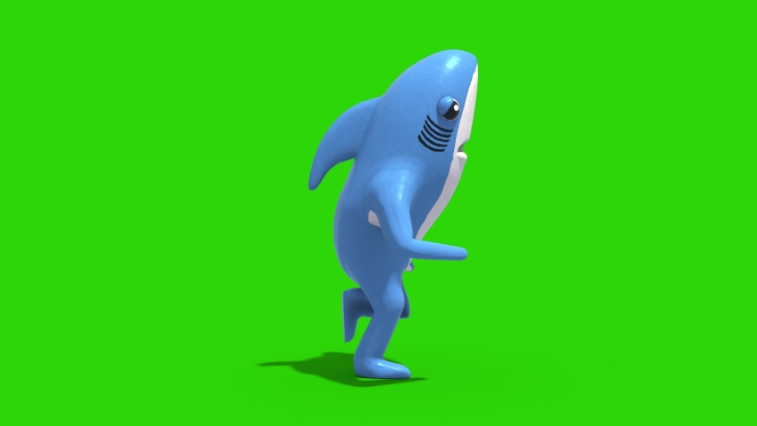 Mr Shark Baby Shark Green Screen Runcycle Side Kids 3D Rendering Animation Royalty-Free Stock Footage #1082783620
