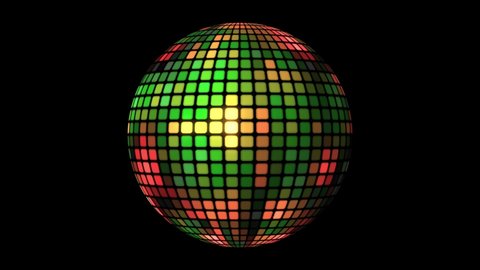 Light music disco ball animation on black background. Render disco ball in nightclub with shiny effects