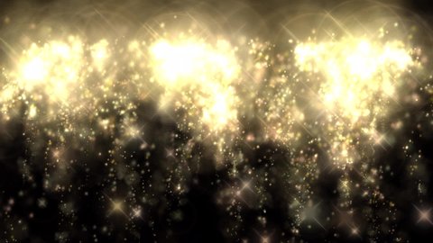 Golden sparkling fireworks. Glittering twinkling stars. Festive background for party, wedding. 25 fps