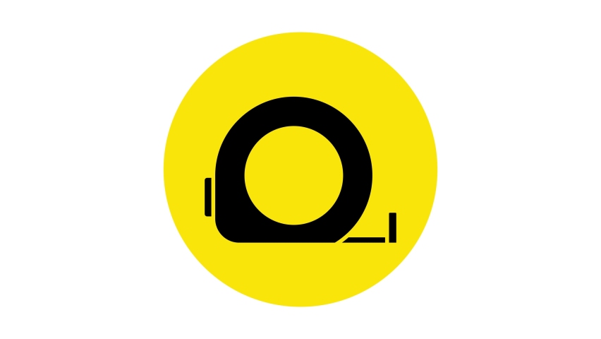 Black Roulette construction icon isolated on white background. Tape measure symbol. 4K Video motion graphic animation .