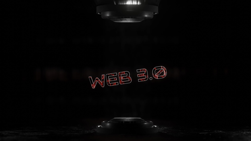 three-dimensional word web.3.0 flies on a dark background in the haze. looped animated background. 3d render Royalty-Free Stock Footage #1082787826