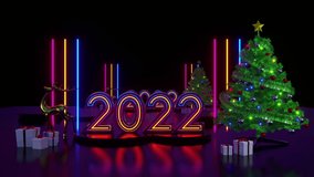 Christmas Neon Light 2022 Background (Loop)