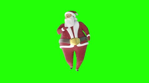 Red Hot Christmas Santa Claus Dancing. looped animation on green screen