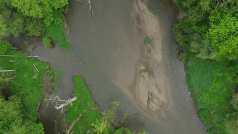 Floodplain river meanders delta dron aerial video shot inland sandy sand alluvium forest lowlands wetland swamp quadcopter view flying fly flight show, protected landscape area Litovelske Pomoravi