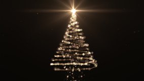 Glowing gold Christmas tree animation with particles lights stars and snowflakes on black. Holiday concept and background 4k - Powered by Shutterstock - Get 15% off with code: PIKWIZARD15