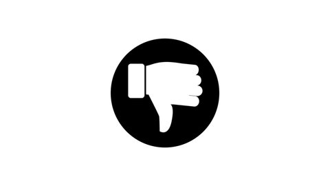 Black and white Thumbs up and thumbs down Animation. Social media Like and dislike. Circle outline icon isolated in white backgrounds 2 versions. High Quality 4K Video	