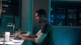 Professional Blockchain Developer Working on Desktop Computers in Data Center Mining Room. Young Entrepreneur Developer Writing on Sophisticated Programming Code Language using Multiple Displays. - Powered by Shutterstock - Get 15% off with code: PIKWIZARD15