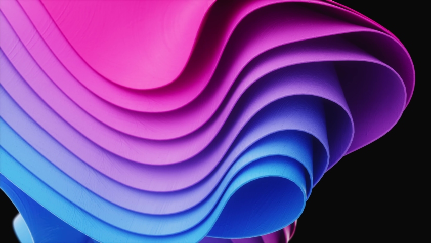 Trendy material design background. Seamless loop 3d animation. Colorful waves on black background | Shutterstock HD Video #1082818948