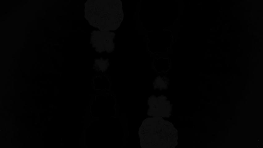 Set of 3 video transitions of white symmetrically expanding paint bleeds on black backdrop. Can be used as a graphic element, a luma matte to reveal images or transition between clips.