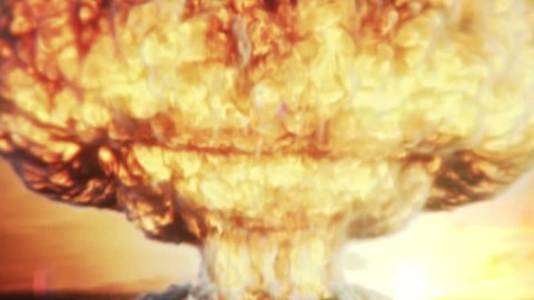 mas iv nuclear bomb explosion creates a mushroom cloud, very dramatic scene... HD