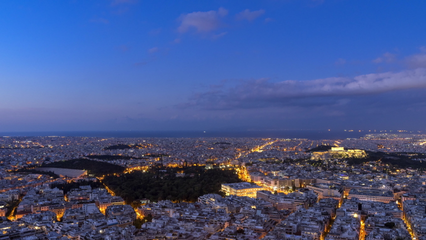 Athens Night to Day Sunrise Timelapse