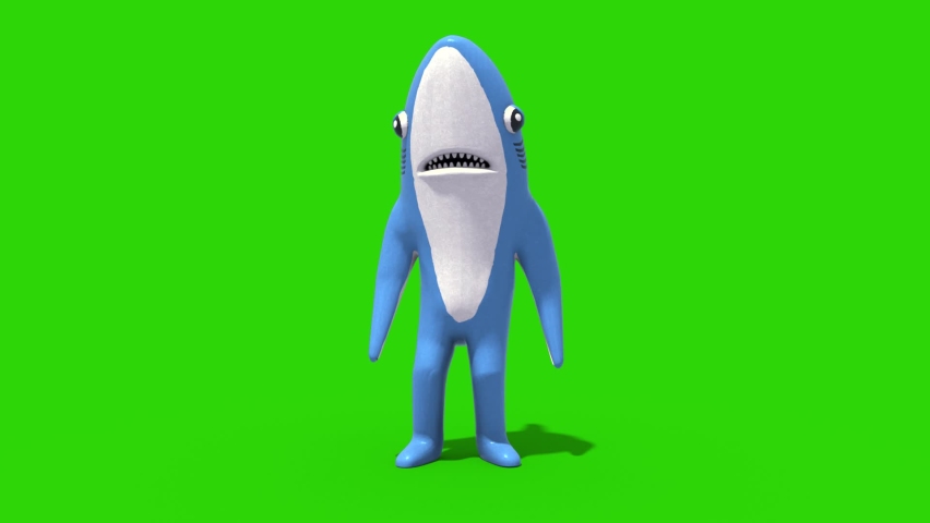 Mr Shark Baby Shark Green Screen Look Around Kids 3D Rendering Animation Royalty-Free Stock Footage #1082843656
