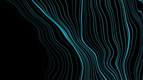 Bright blue curved wavy lines abstract elegant motion background. Seamless looping. Video animation Ultra HD 