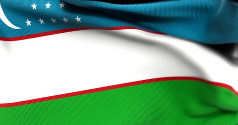 Flag of Uzbekistan Waving 3D Animation Close up, 4K UHD 60 FPS 