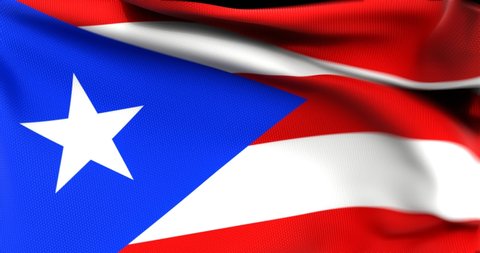 Flag of Puerto Rico Waving 3D Animation Close up, 4K UHD 60 FPS 