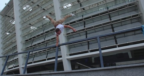 Professional Acrobat Performing Dangerous Trick On Stock Footage Video ...