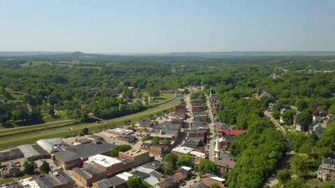 High Aerial View of Galena, Illinois in Summer