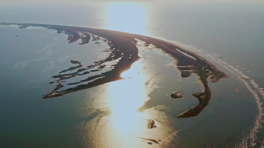 aerial view of Sacalin Island, newly formed in the Black Sea near Sfantu Gheorghe, Romania Royalty-Free Stock Footage #1082869108