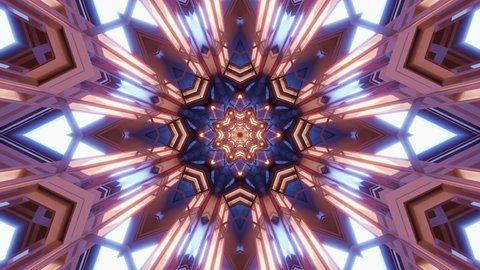 A geometric 3D illustration of 4K UHD 60 FPS symmetric fractal ornament