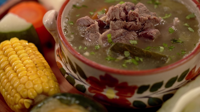 Caldo de res, a traditional Guatemalan dish, is made with meat and vegetables.  Royalty-Free Stock Footage #1082877337